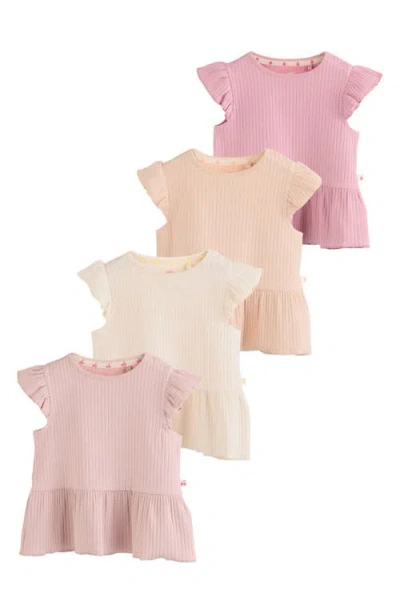 Next Babies'  4-pack Stretch Cotton Peplum T-shirts In Pink