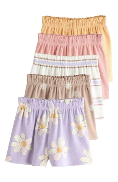 Next Kids'  5-pack Stretch Cotton Frill Hem Shorts In Multi