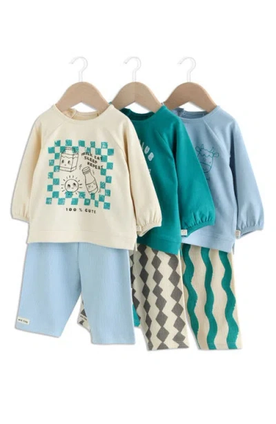 Next Babies'  6-pack Milk Club Assorted Sweatshirts & Leggings Set In Green