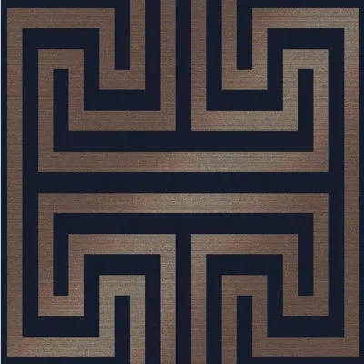 Next Ahmirah Metallic Greek 33' L X 21" W Wallpaper Roll In Navy Blue