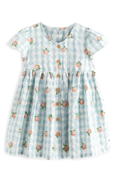 Next Kids' Apricot Gingham Seersucker Dress In Blue