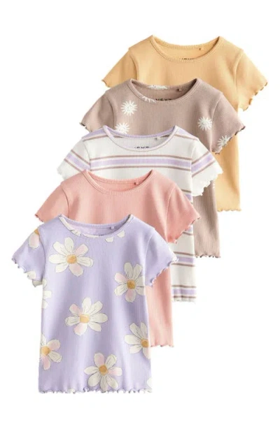 Next Kids'  Assorted 5-pack Rib Stretch Cotton T-shirts In Multi