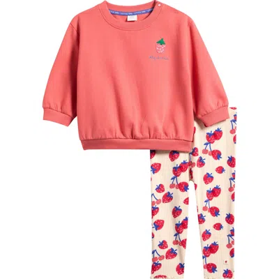 Next Babies'  Berry Sweatshirt & Leggings Set In Red