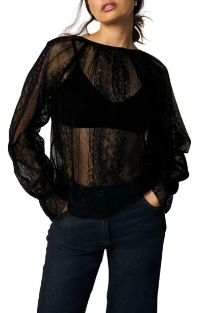 Next Bow Back Sheer Lace Top In Black