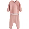 Next Bow Detail Knit Wrap Top & Pants Set In Pink