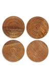 Next Bronx Set Of 4 Etched Wood Coasters In Wood