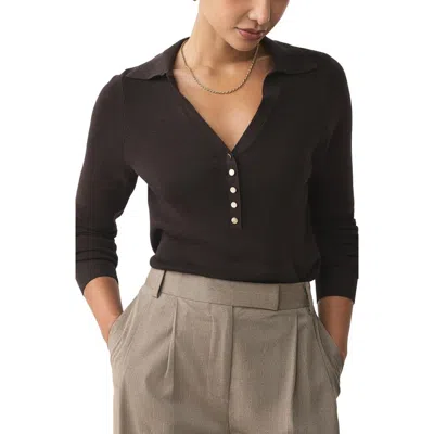 Next Collar Rib Cotton Blend Top In Brown