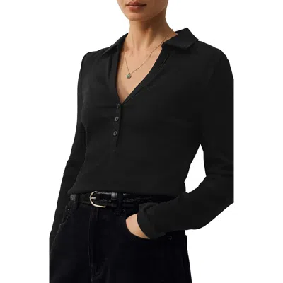 Next Collar Rib Top In Black