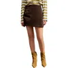 Next Corduroy Faux Wrap Miniskirt In Brown