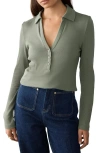 Next Cotton Johnny Collar Henley In Green