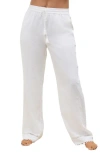 Next Crinkled Tie Waist Wide Leg Pants In White
