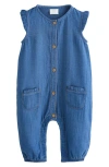 Next Denim Frill Romper In Blue