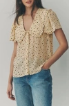 Next Dot Print Platter Collar Button-up Shirt In Yellow