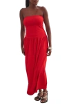 Next Drop Waist Strapless Maxi Dress In Red