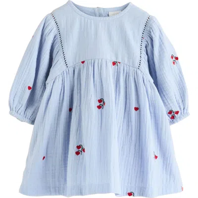 Next Babies'  Embroidered Long Sleeve Cotton Gauze Dress In Multi