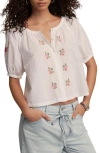 Next Embroidered Puff Sleeve Crop Top In White