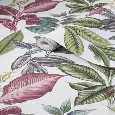 Next Fantasy Rainforest 33' L X 21" W Wallpaper Roll In Pink,green,white