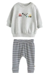 Next Farmyard Embroidered Cotton Sweatshirt & Rib Leggings Set In Multi