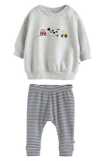 Next Babies'  Farmyard Embroidered Cotton Sweatshirt & Rib Leggings Set In Multi