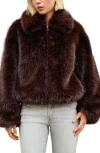 Next Faux Fur Zip Jacket In Brown