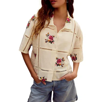 Next Floral Cross-stitch Button-up Shirt