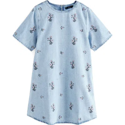 Next Floral Cross-stitch Denim Shift Dress