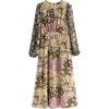 Next Floral Long Sleeve Maxi Dress In Blue