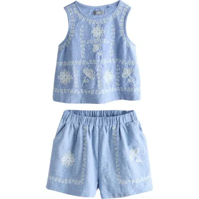 Next Kids'  Floral Tile Tank & Shorts Set In Blue