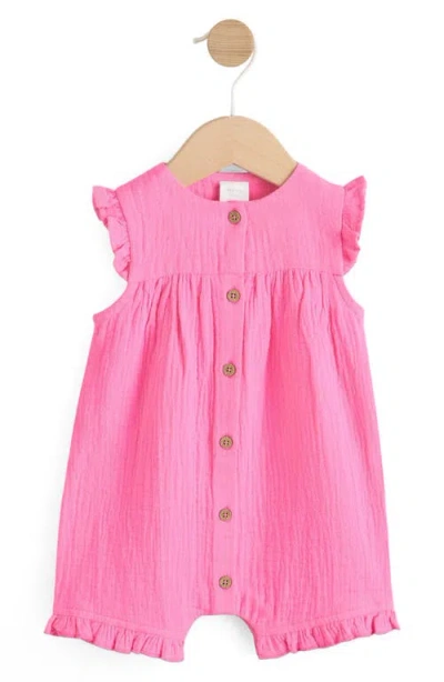 Next Babies'  Frill Dungaree Romper In Pink