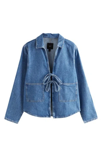 Next Front Tie Boxy Denim Jacket In Blue