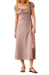 Next Gingham Cap Sleeve Midi Dress In Blue