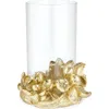 Next Golden Magnolia Flower Hurricane Candle Holder In Gold