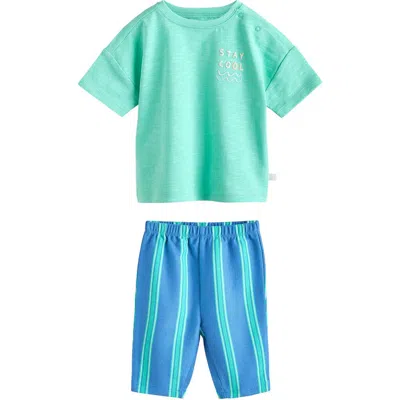Next Babies'  Graphic Cotton T-shirt & Stripe Pants Set In Multi
