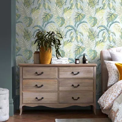 Next Jungle Leaves 33' L X 21" W Wallpaper Roll In Yellow