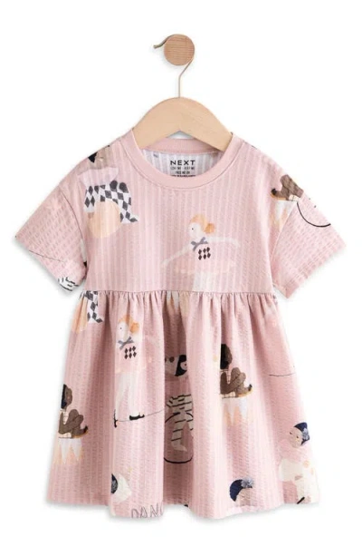 Next Kid's Ballerina Print Cotton Jersey Dress In Pink