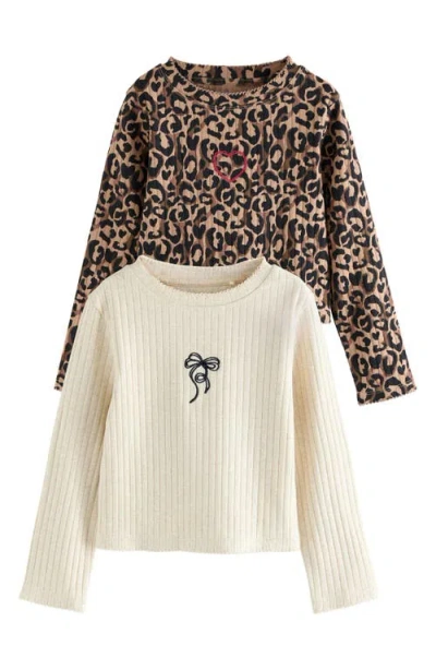 Next Kids' 2-pack Long Sleeve Rib Tees In Brown