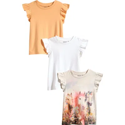 Next Kids' 3-pack Assorted Flutter Sleeve T-shirts In Multi
