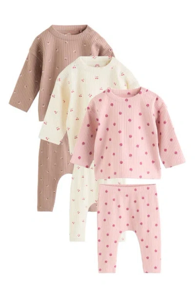 Next Babies'  Kids' 3-pack Rib Top & Leggings Sets In Multi
