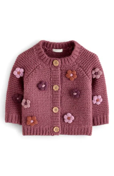 Next Kids' 3d Flower Embellished Cardigan In Pink