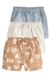 Next Kids' 3-pack Assorted Cotton Drawstring Shorts In Multi