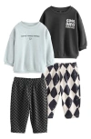 Next Kids' 4-pack Assorted Cool Days Ahead Sweatshirts & Sweatpants Set In Black