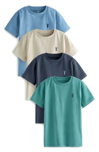 Next Kids' 4-pack Embroidered Cotton T-shirts In White