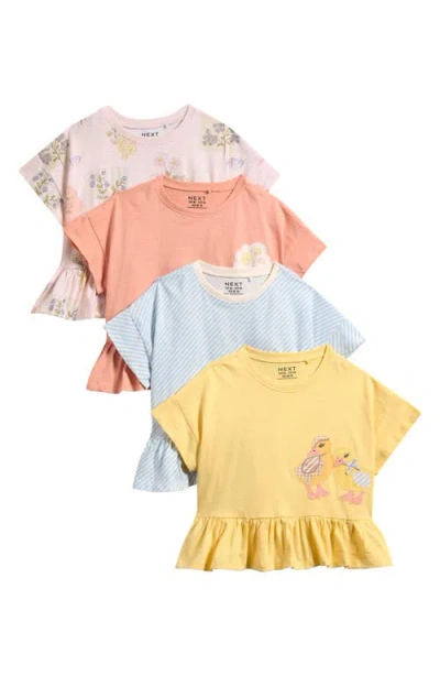 Next Kids' 4-pack Frill Hem T-shirts In Multi