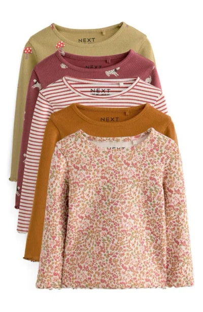 Next Kids' 5-pack Ribbed T-shirts In Multi