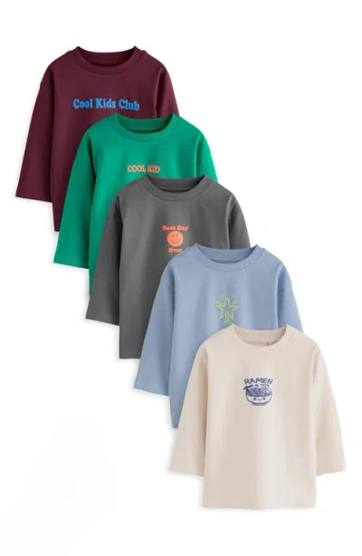Next Babies'  Kids' 5-pack Assorted Cotton Slogan T-shirts In Multi