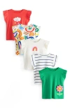 Next Kids' 5-pack Assorted Frill Tops In Multi