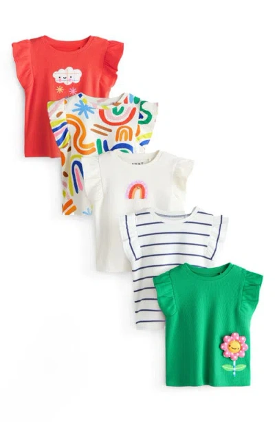 Next Kids' 5-pack Assorted Frill Tops In Multi