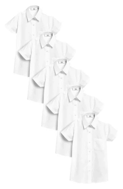 Next Kids' 5-pack Slim Fit Button-up Shirts In White