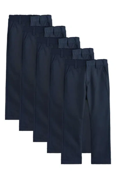 Next Kids' 5-pack Straight Leg Uniform Pants In Blue