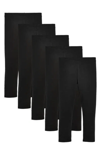 Next Kids' 5-pack Stretch Cotton Leggings In Black